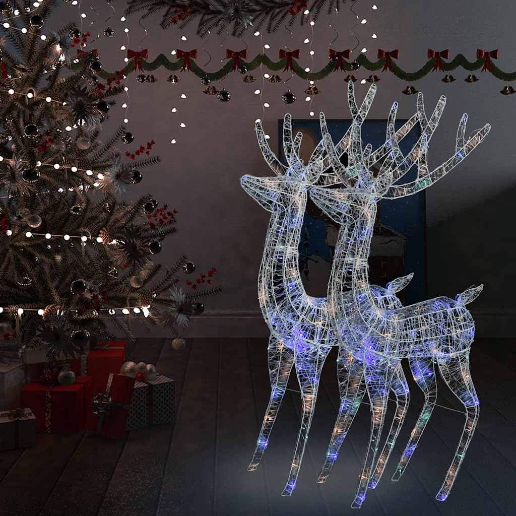 XXL Acrylic Christmas Reindeers 250 LED 180 cm 2 pcs Width 96 cm Multicolour