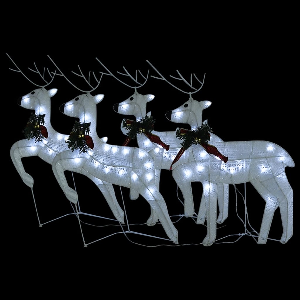 vidaXL Christmas Reindeers 4 pcs White 80 LEDs 3