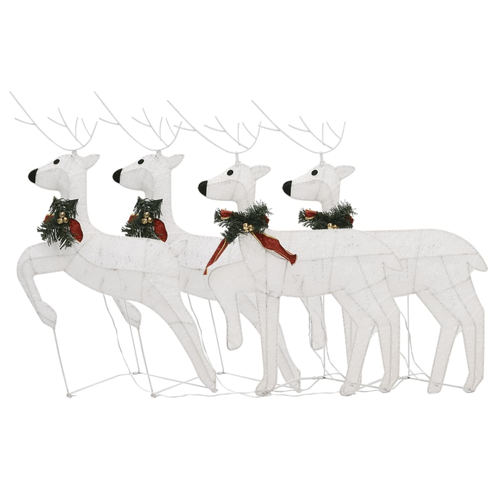 vidaXL Christmas Reindeers 4 pcs White 80 LEDs 4