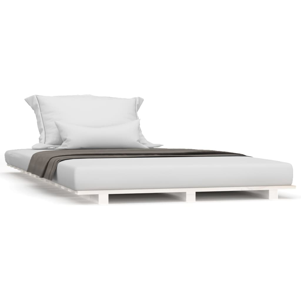 vidaXL Bed Frame without Mattress White 90x200 cm Solid Wood Pine 2
