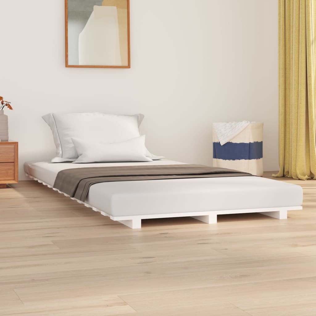 vidaXL Bed Frame without Mattress White 90x200 cm Solid Wood Pine 1