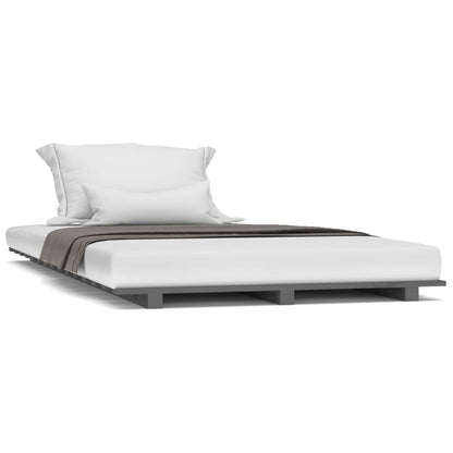 vidaXL Bed Frame without Mattress Grey 90x200 cm Solid Wood Pine 2