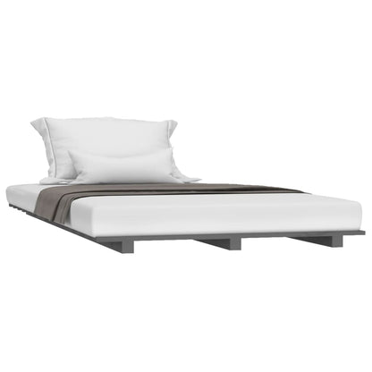 vidaXL Bed Frame without Mattress Grey 90x200 cm Solid Wood Pine 3