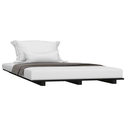 vidaXL Bed Frame without Mattress Black 90x190 cm Single Solid Wood Pine 3