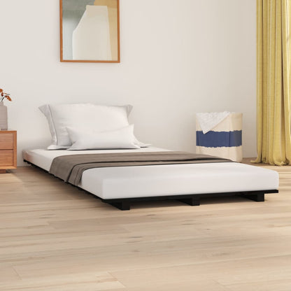 vidaXL Bed Frame without Mattress Black 90x190 cm Single Solid Wood Pine 1