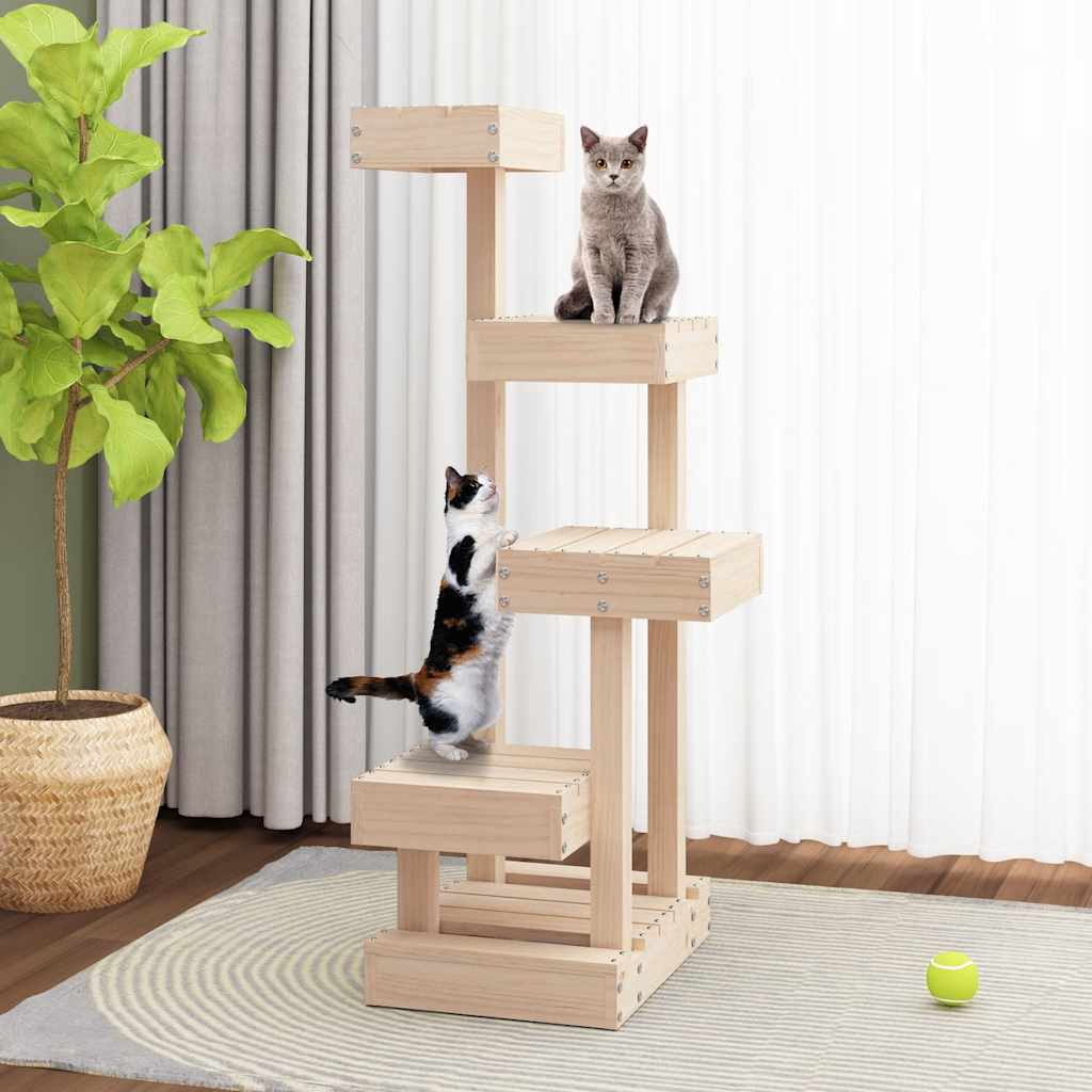 vidaXL Cat Tree 45.5x49x103 cm Solid Wood Pine 3
