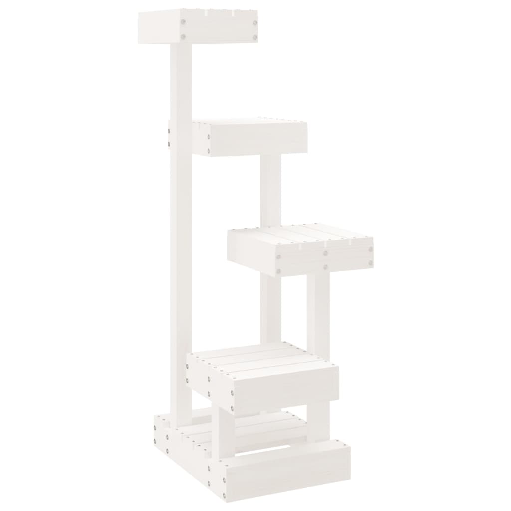 vidaXL Cat Tree White 45.5x49x103 cm Solid Wood Pine 2