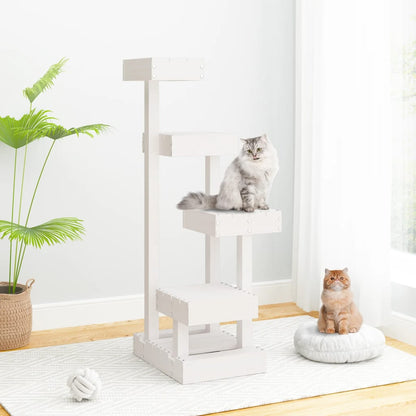 vidaXL Cat Tree White 45.5x49x103 cm Solid Wood Pine 1