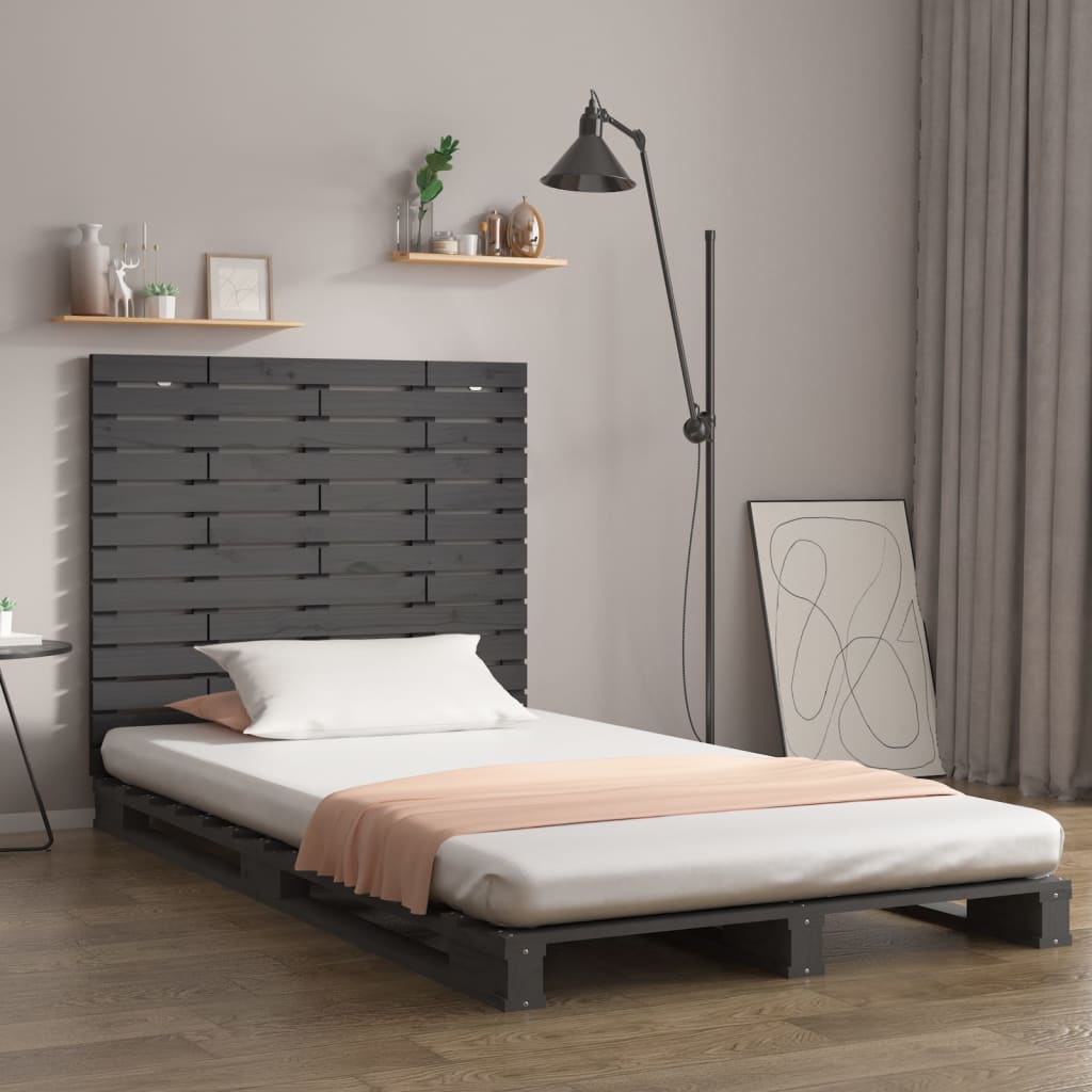 vidaXL Wall Headboard Grey 126x3x91.5 cm Solid Wood Pine 1
