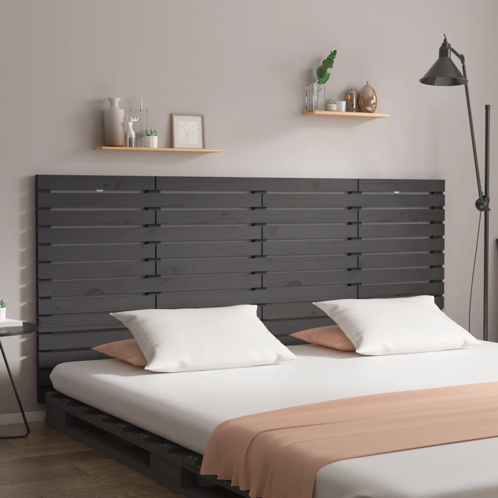 vidaXL Wall Headboard Grey 166x3x91,5 cm Solid Wood Pine 1