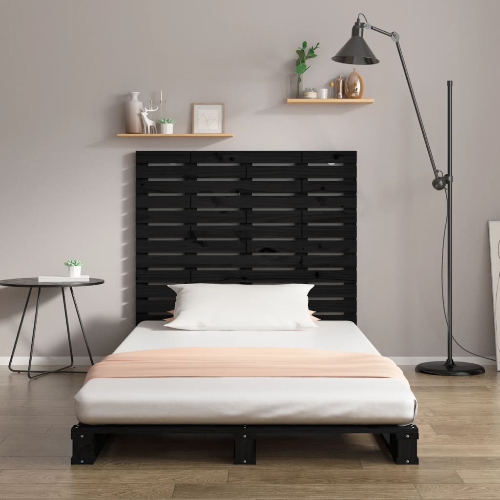 vidaXL Wall Headboard Black 141x3x91,5 cm Solid Wood Pine 3