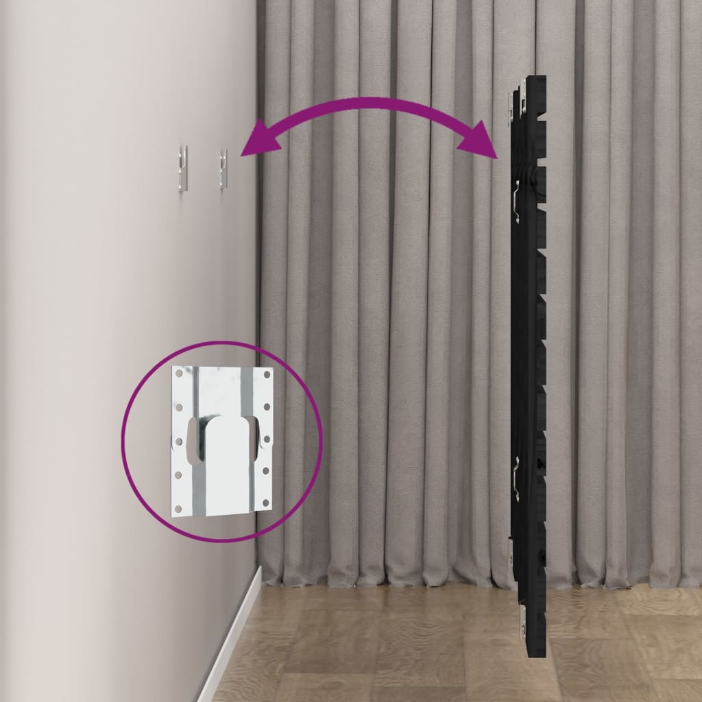 vidaXL Wall Headboard Black 141x3x91,5 cm Solid Wood Pine 6