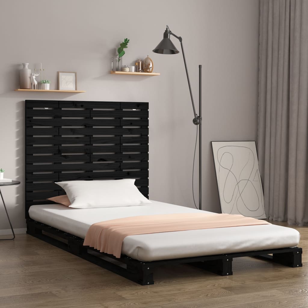 vidaXL Wall Headboard Black 141x3x91,5 cm Solid Wood Pine 1