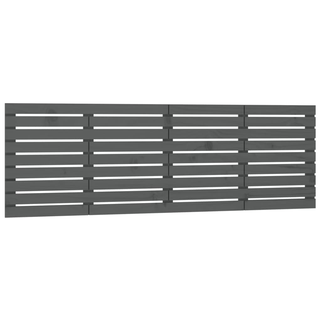 vidaXL Wall Headboard Grey 206x3x63 cm Solid Wood Pine 2
