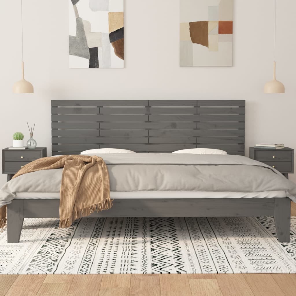 vidaXL Wall Headboard Grey 206x3x63 cm Solid Wood Pine 3