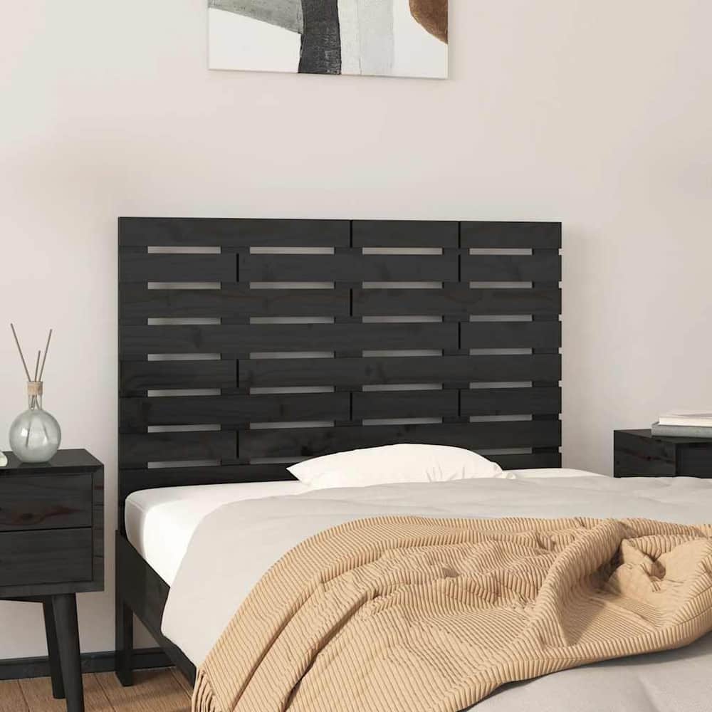 vidaXL Wall Headboard 96x3x63 cm Solid Wood Pine Black