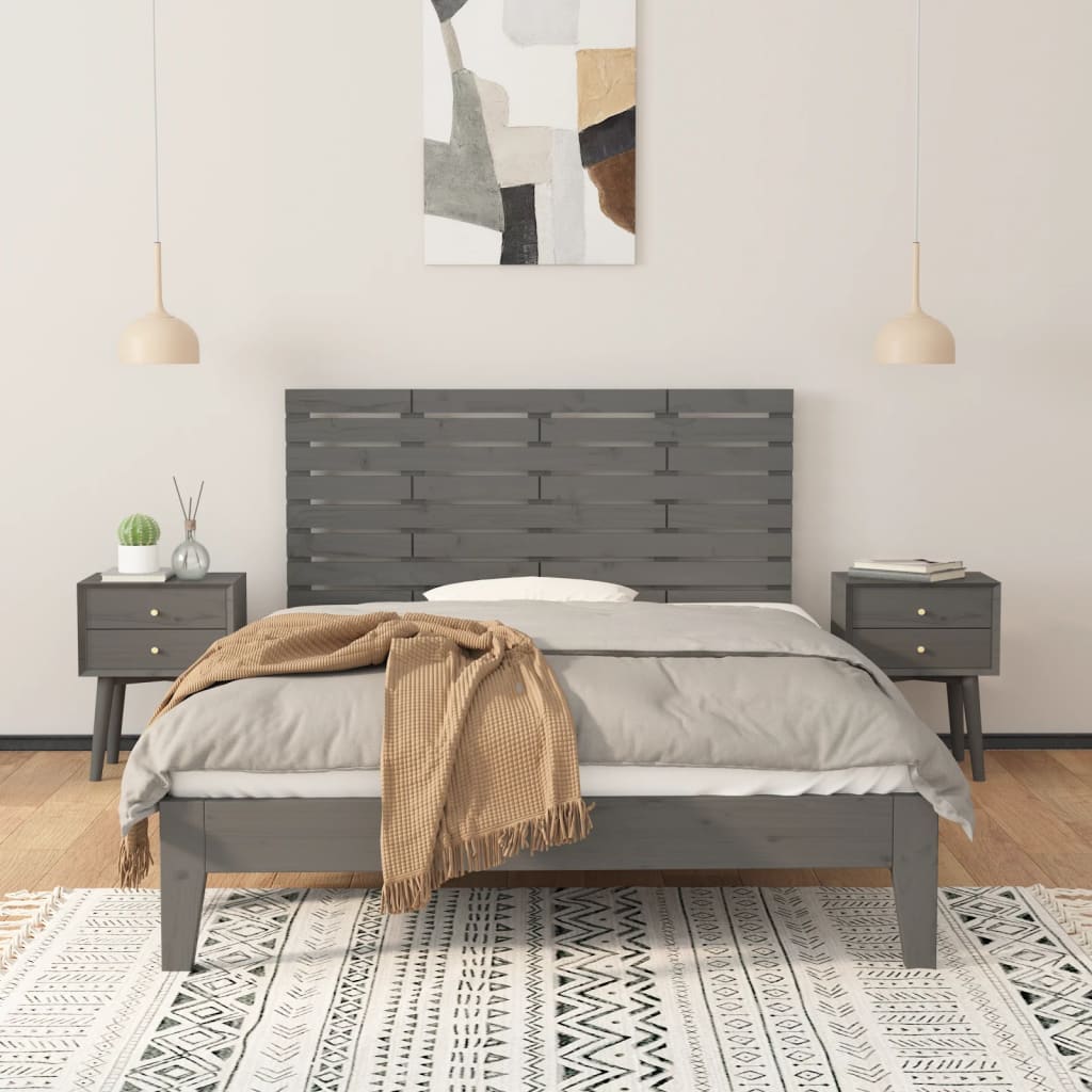 vidaXL Wall Headboard Grey 156x3x63 cm Solid Wood Pine 3