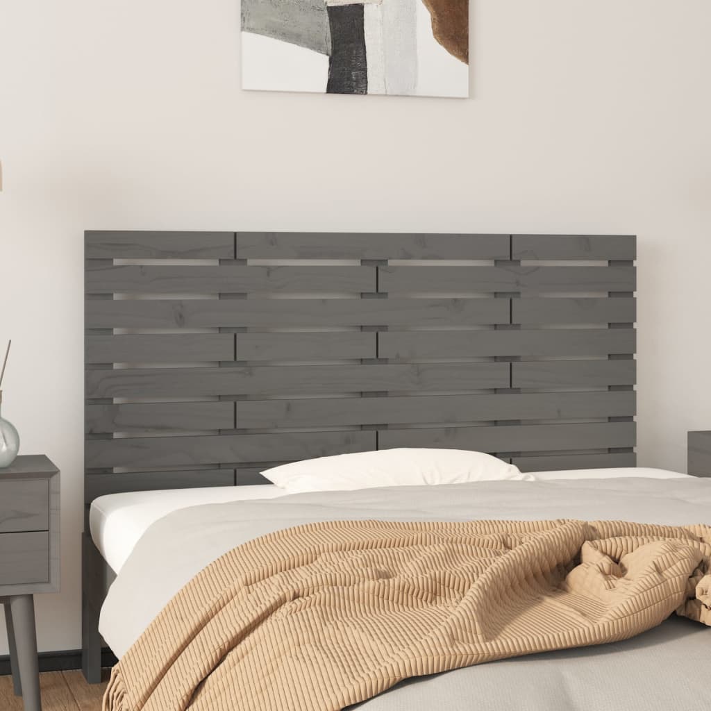 vidaXL Wall Headboard Grey 156x3x63 cm Solid Wood Pine 1