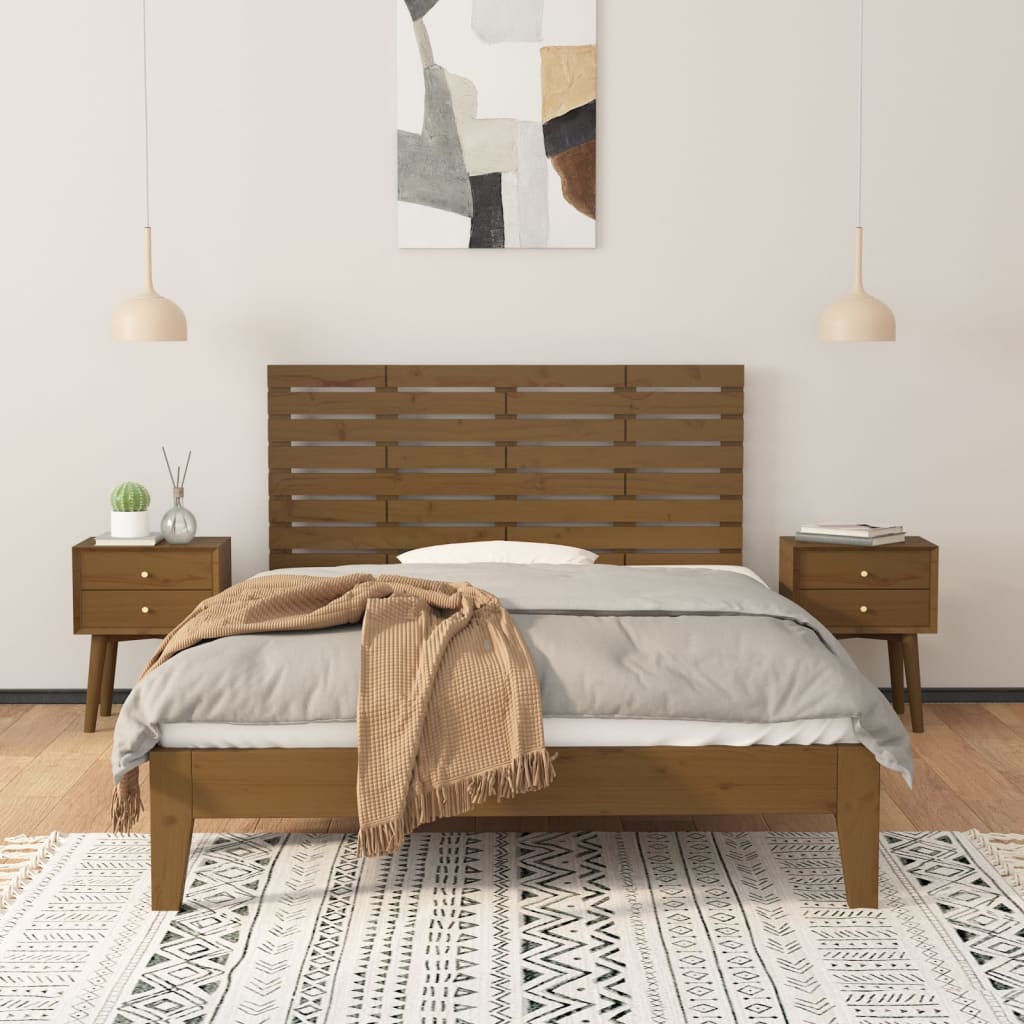 vidaXL Wall Headboard Honey Brown 156x3x63 cm Solid Wood Pine 3