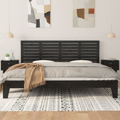 vidaXL Wall Headboard Black 166x3x63 cm Solid Wood Pine 3