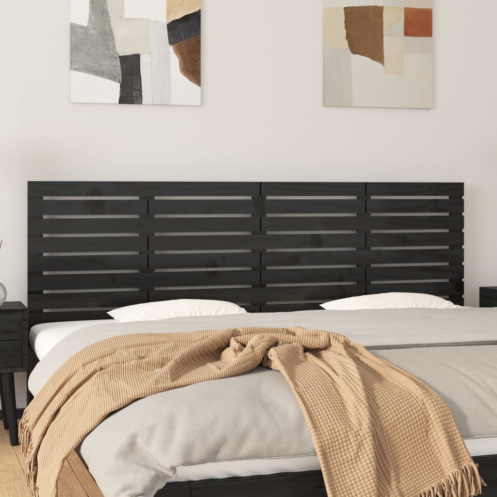 vidaXL Wall Headboard Black 166x3x63 cm Solid Wood Pine 1