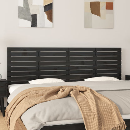 vidaXL Wall Headboard Black 166x3x63 cm Solid Wood Pine 1