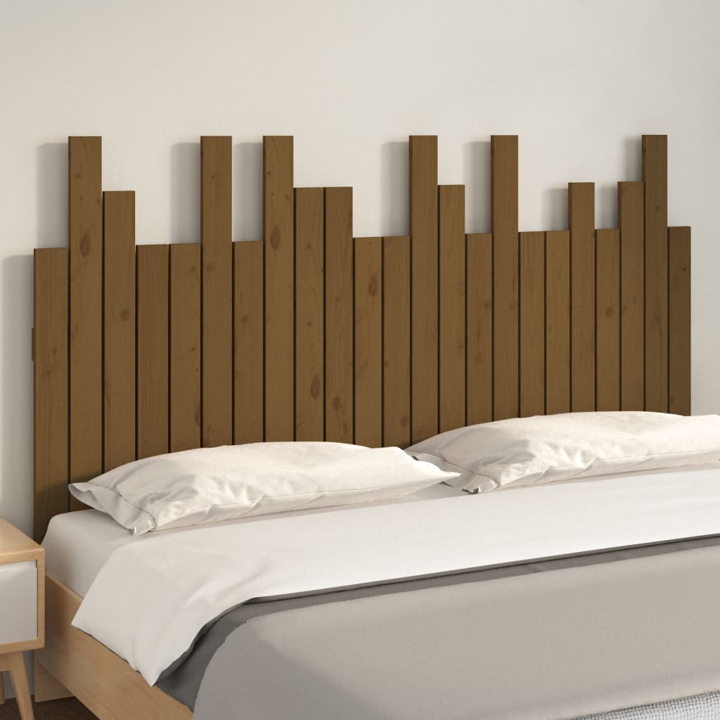 vidaXL Wall Headboard Honey Brown 146.5x3x80 cm Solid Wood Pine 3