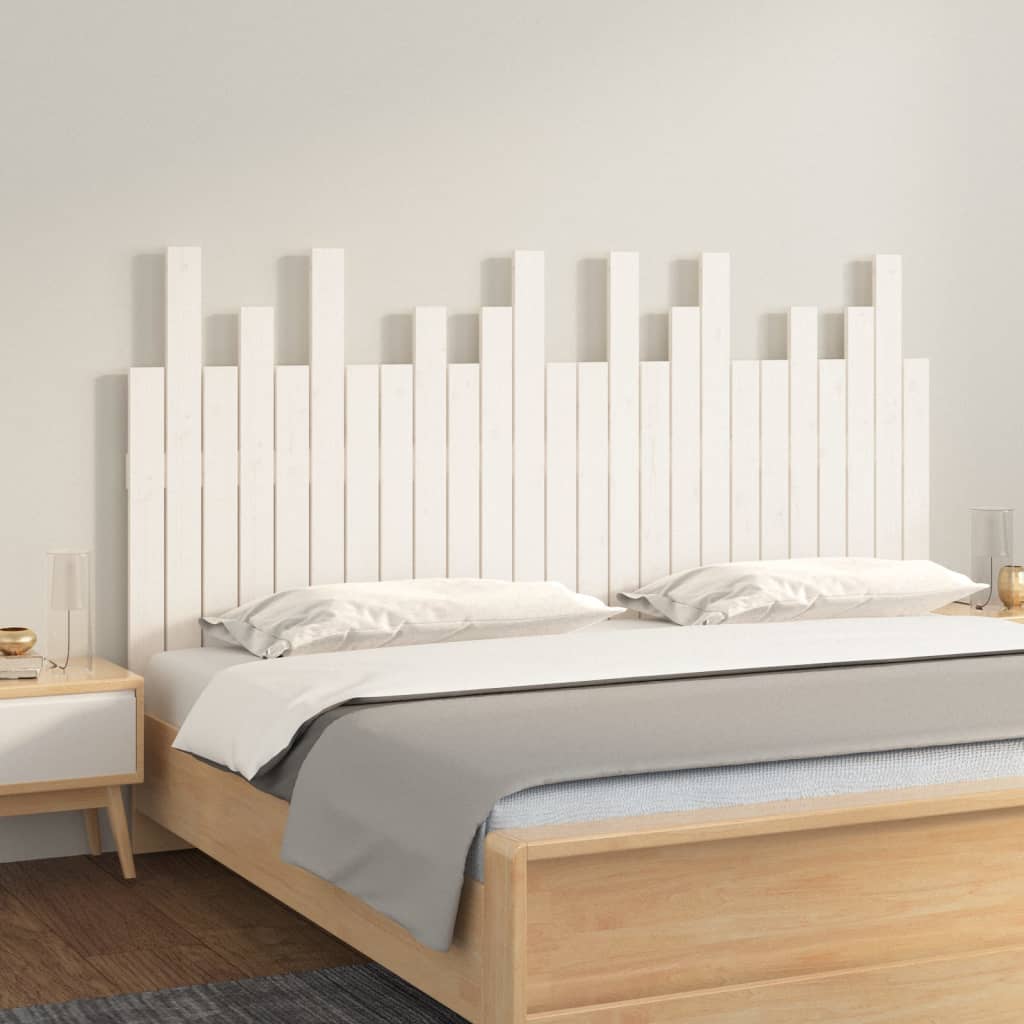 vidaXL Wall Headboard White 159,5x3x80 cm Solid Wood Pine 1