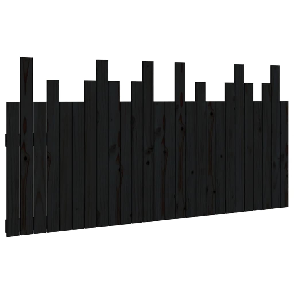 vidaXL Wall Headboard Black 166x3x80 cm Solid Wood Pine 2