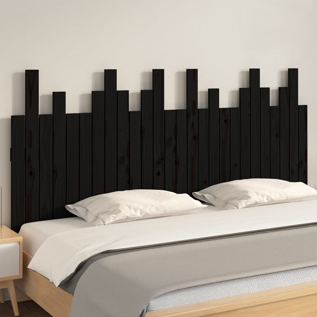vidaXL Wall Headboard Black 166x3x80 cm Solid Wood Pine 3