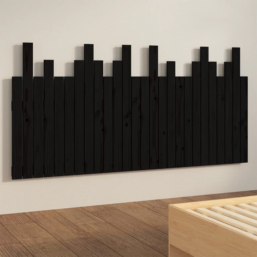 vidaXL Wall Headboard Black 166x3x80 cm Solid Wood Pine 4