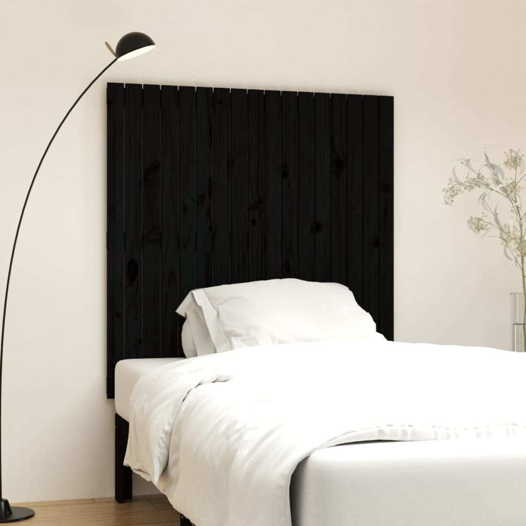 vidaXL Wall Headboard Black 108x3x110 cm Solid Wood Pine 1