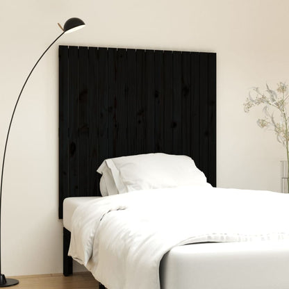 vidaXL Wall Headboard Black 108x3x110 cm Solid Wood Pine 1