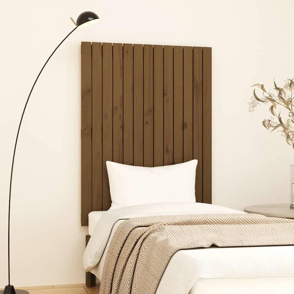 vidaXL Wall Headboard 108x3x110 cm Solid Wood Pine Honey Brown