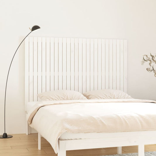 vidaXL Wall Headboard White Solid Wood Pine attached to a bed in a bedroom