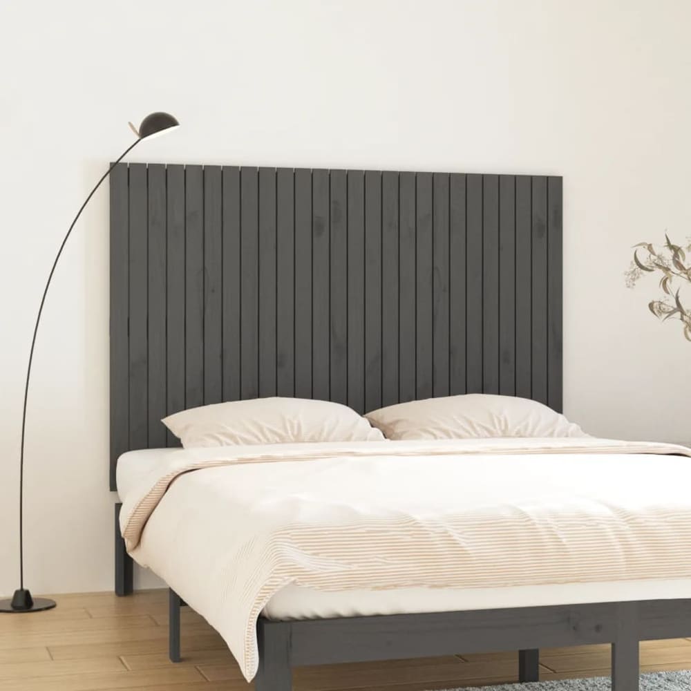 Wall Headboard 108x3x110 cm Solid Wood Pine Grey 166 cm
