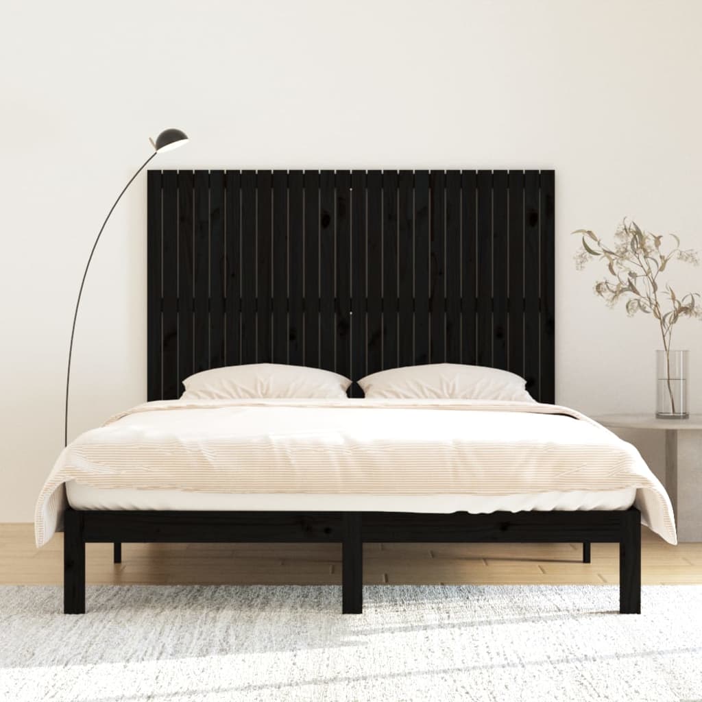 vidaXL Wall Headboard Black 166x3x110 cm Solid Wood Pine 3