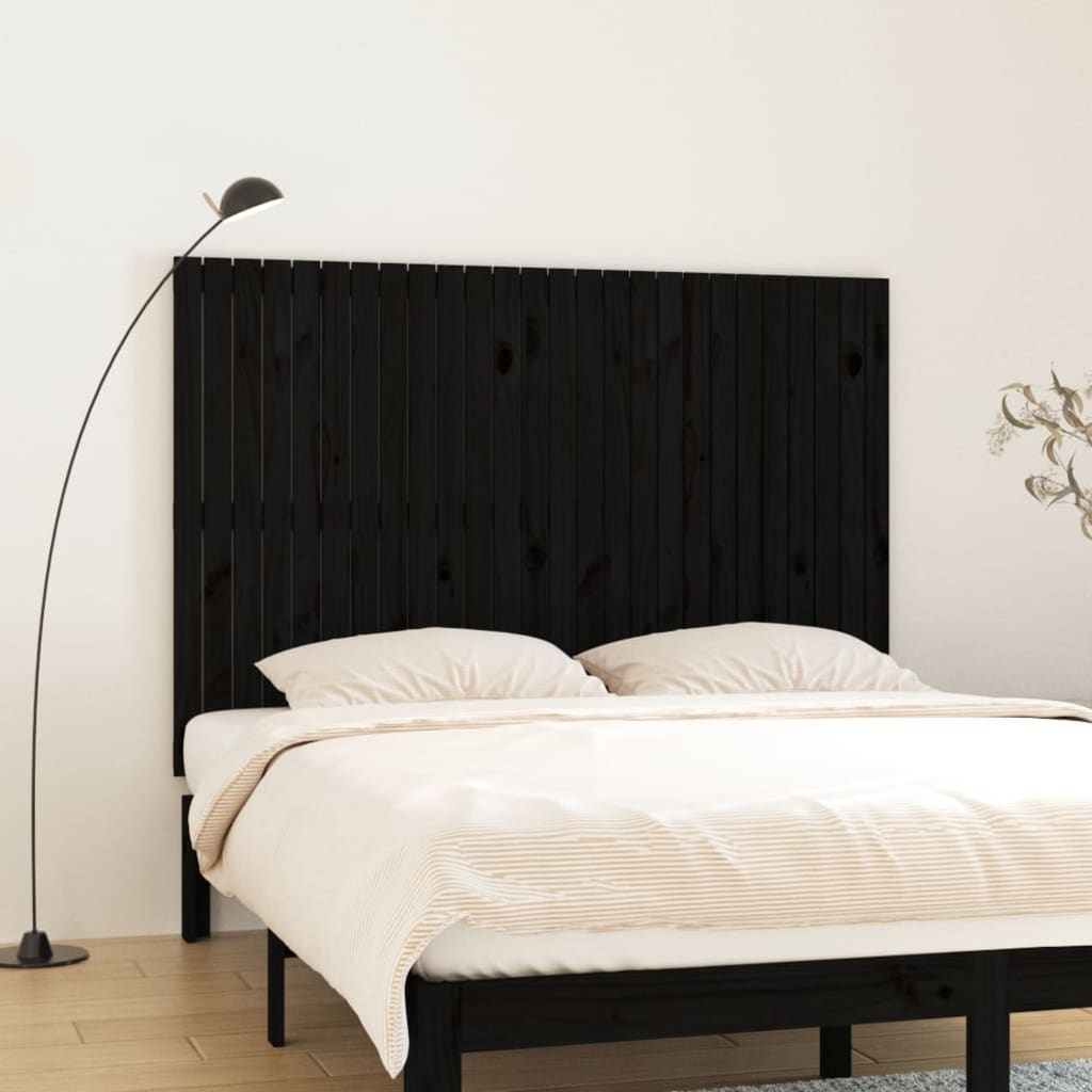vidaXL Wall Headboard Black 166x3x110 cm Solid Wood Pine 1