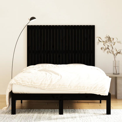 Wall Headboard 108x3x110 cm Solid Wood Pine Length 110 cm Black 140 cm