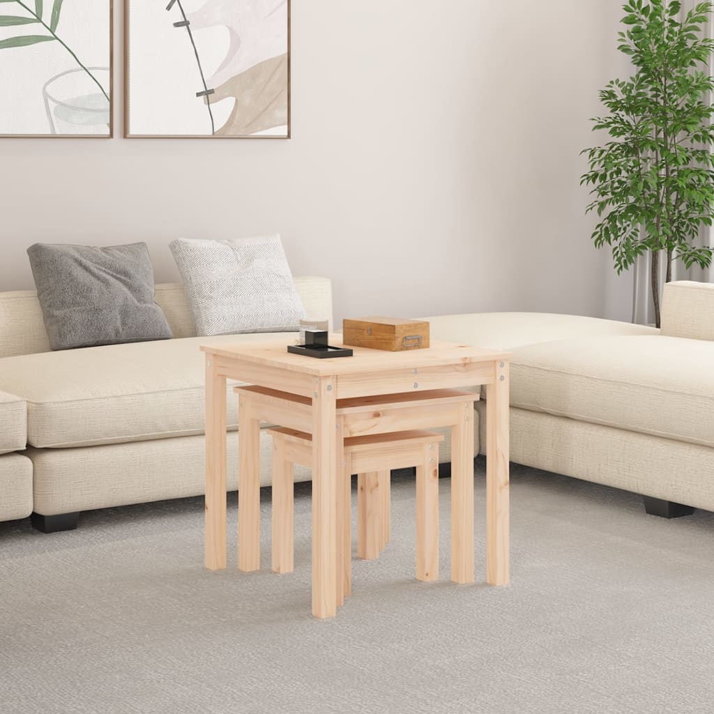 vidaXL Nesting Tables 3 pcs Solid Wood Pine 3