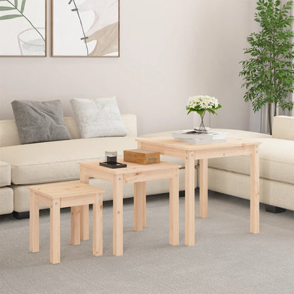 vidaXL Nesting Tables 3 pcs Solid Wood Pine 1