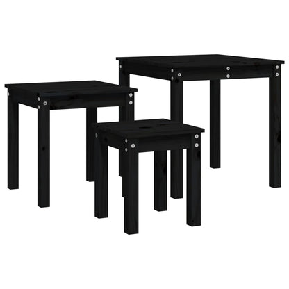 vidaXL Nesting Tables 3 pcs Black Solid Wood Pine 6