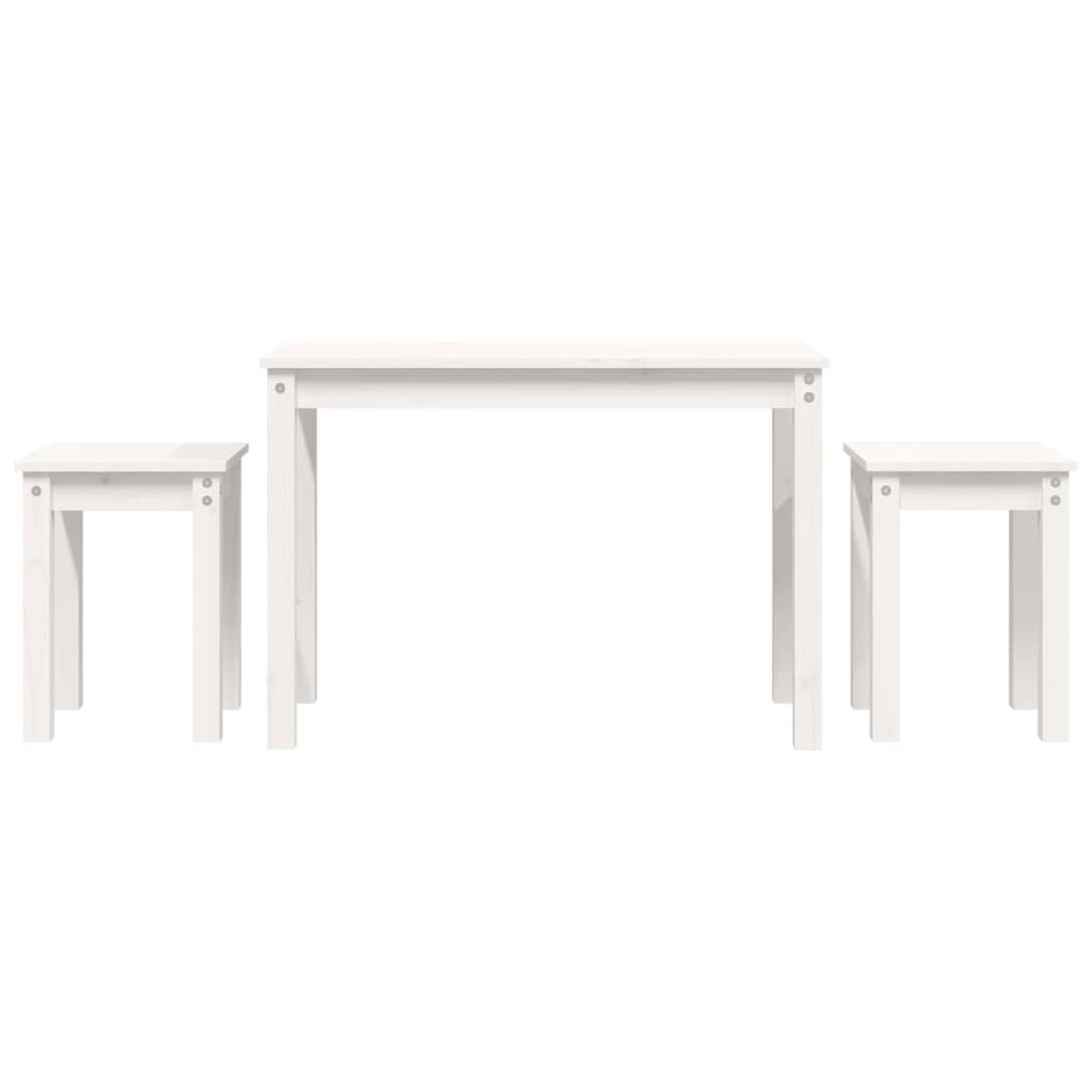 vidaXL Nesting Tables 3 pcs White Solid Wood Pine 2