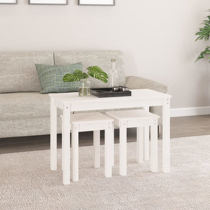 vidaXL Nesting Tables 3 pcs White Solid Wood Pine 3