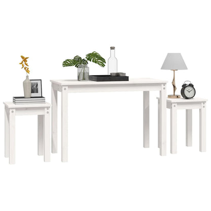 vidaXL Nesting Tables 3 pcs White Solid Wood Pine 4