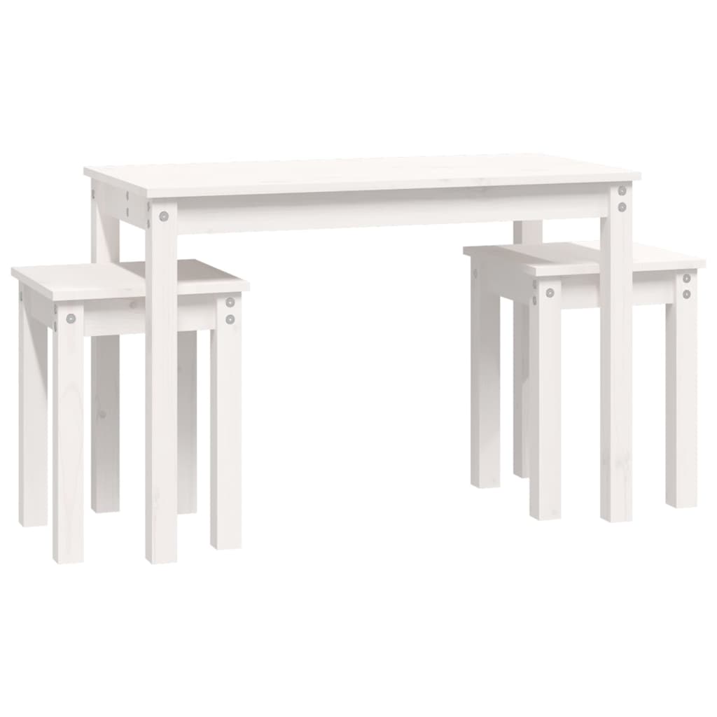 vidaXL Nesting Tables 3 pcs White Solid Wood Pine 5