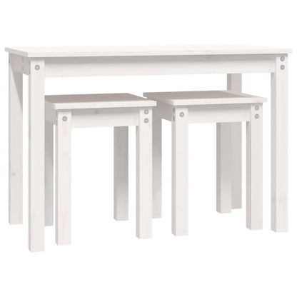 vidaXL Nesting Tables 3 pcs White Solid Wood Pine 6