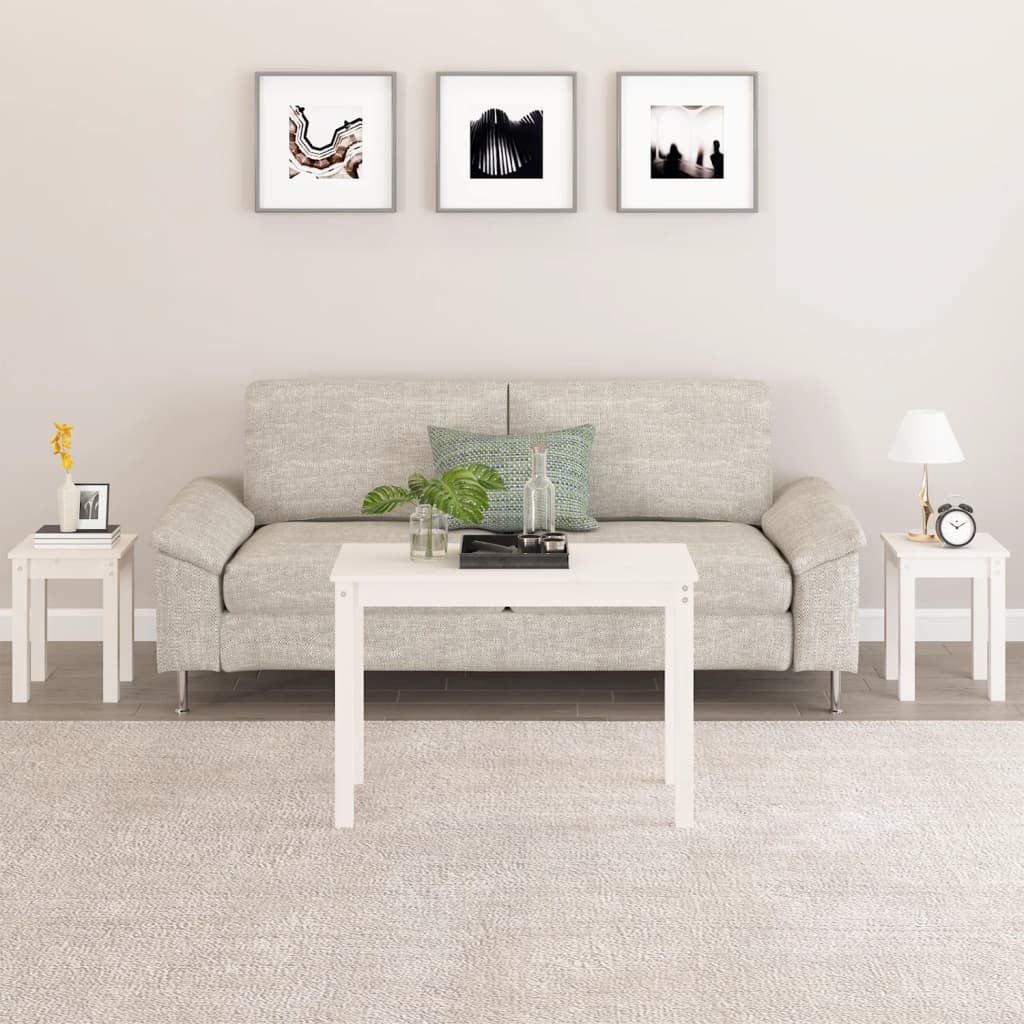 vidaXL Nesting Tables 3 pcs White Solid Wood Pine 1