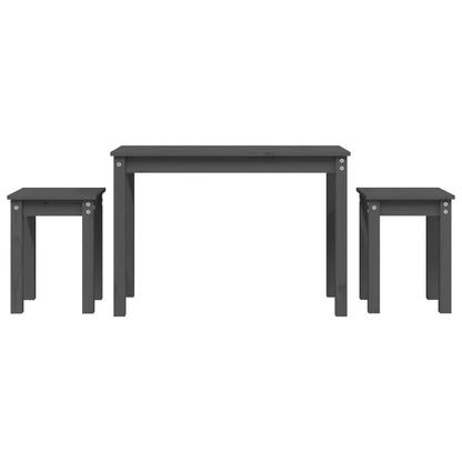 vidaXL Nesting Tables 3 pcs Grey Solid Wood Pine 2