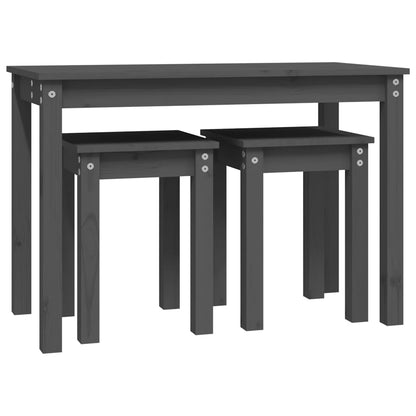 vidaXL Nesting Tables 3 pcs Grey Solid Wood Pine 6